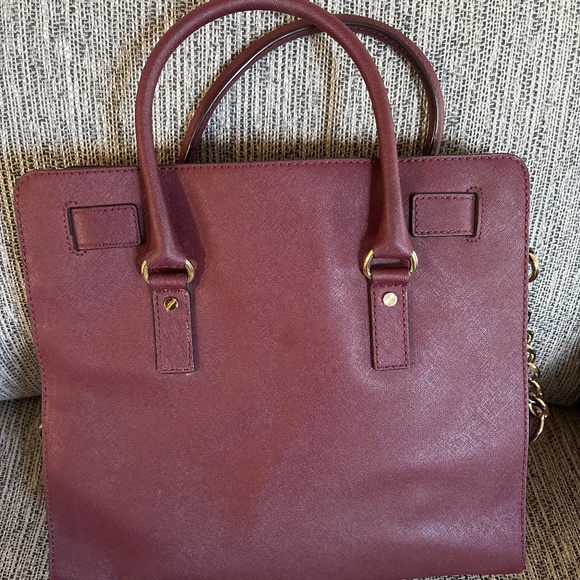 Michael Kors Merlot Hamilton Saffiano Leather  Satchel Shoulder Handbag - Picture 4 of 7